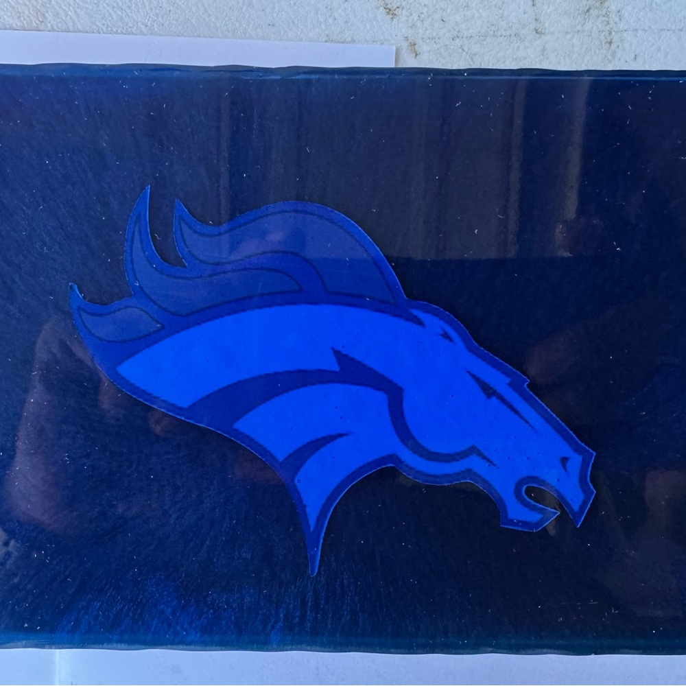 Blue Denver Broncos Logo Smoke Box with tray and astray